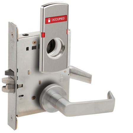 Grade 1 Entrance Office With Auto Unlocking Mortise Lock, Less Cylinder, 06 Lever, A Rose, Indicator